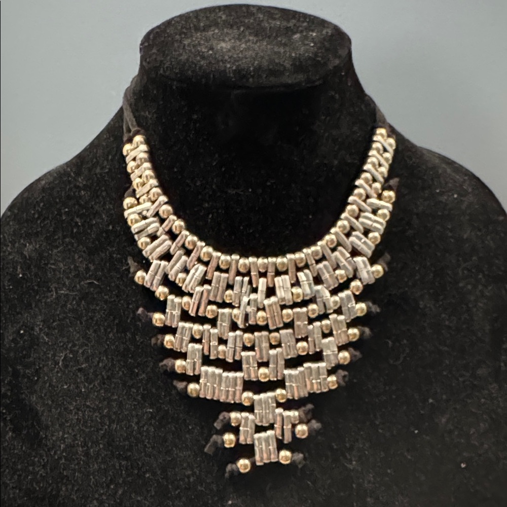 Elegant Gold and Silver Statement Necklace